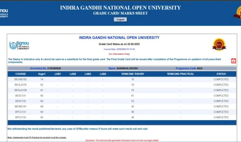 Grade Card